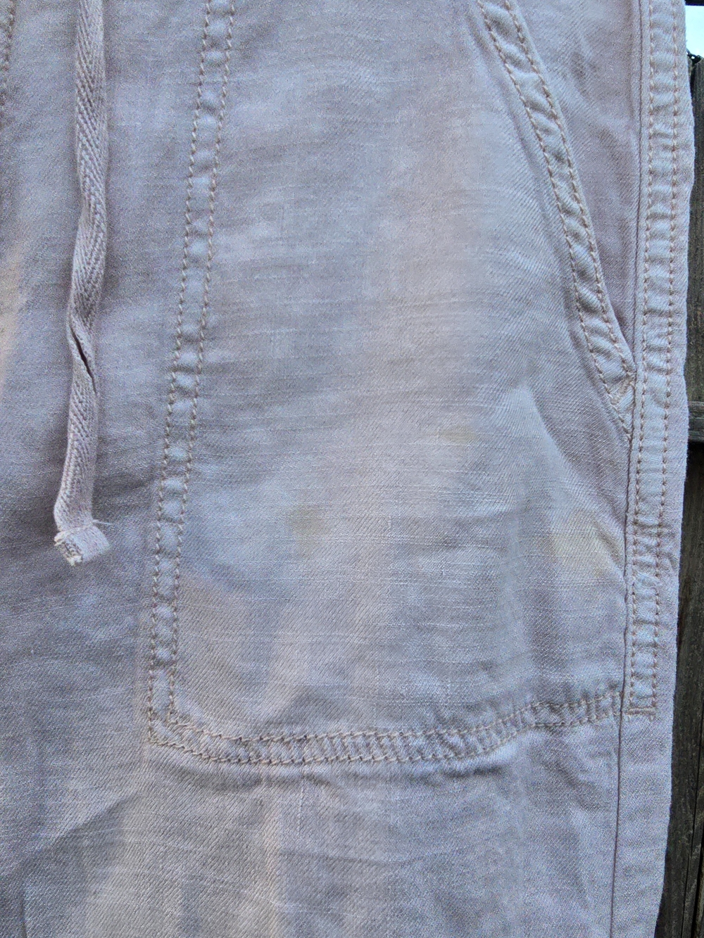 American Eagle Light Pink Drawstring Wide Leg Linen Pants Size 6 - Picture 8 of 14